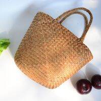 [ELEGANT] Casual Straw Bag Natural Wicker Tote Bags Women Braided Handbag For Garden Handmade Mini Woven Rattan Bags