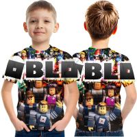 Roblox  Spring Summer New Style Children Boys Girls Printed Korean Version T-Shirt Daily Street Casual Breathable Round Neck Top Student Short Sleeve [5-15 Years Old]