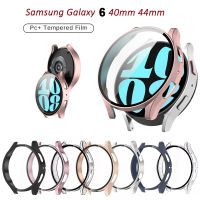 ฝาครอบป้องกันป้องกันหน้าจอกระจกเทมเปอร์บางเฉียบยาก Casing PC เหมาะสำหรับ Samsung Galaxy Watch 6 40มม. 44มม.