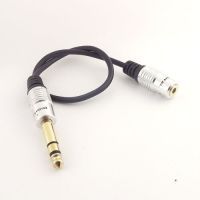 1pc 1ft 6.35mm 1/4" Male Plug to 3.5mm 1/8" Female Jack Stereo Mic Audio Cable Cables