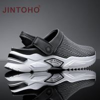 【CC】✉  2022 Men Sandal Mesh Mules Breathable Padded Beach Flip Flops Shoes Flat Slippers Mens