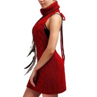 ▦ Fashion Sweater Backless Turtleneck Sleeveless Pullover Knit Female for