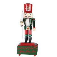 About 32cm Christmas Nutcracker Kids Birthday Home Decoration Music Box Wooden Nutcracker Toy Crafts