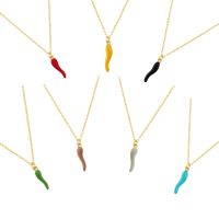 Colorful Chili Yellow Red Green Blue Pink Enamel Dangle Pendant Necklace Fashion Gold Color Chains Necklaces for Women Jewelry