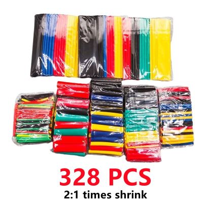 328 PCS Set Polyolefin Shrinking Assorted Heat Shrink Tube Wire Cable Lnsulated Sleeving Tubing Set 2:1 Waterproof Pipe Sleeve Cable Management