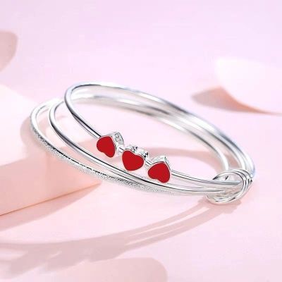 Love hearts three-ring star junior iii 999 sterling silver bracelet qixi festival to send his girlfriend a gift