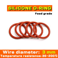 เส้นผ่านศูนย์กลางภายนอก52-100มม. * เส้นผ่านศูนย์กลางลวด3มม. ซิลิโคนโอริงเกรดอาหารเครื่องทำความสะอาดปิดผนึกสีแดงกันน้ำและทนอุณหภูมิสูง