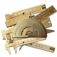 1pcs Vintage Brass Ruler Tools Metal Copper Ruler Protractor Students Drawing Ruler Sliding Ruler Gauge School Measuring Tools