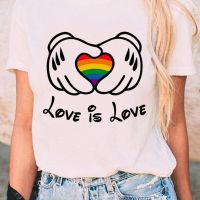 【New】รักคือความรักสายรุ้งกราฟิกเสื้อยืดเลสเบี้ยน Pride เสื้อยืดเลสเบี้ยน Lady เสื้อยืด Harajuku Top Tee หญิง