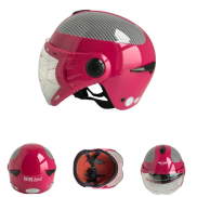 Mũ bảo hiểm nửa đầu kính chống chói lóa Bktec BK15 Màu hồng đào bóng Vòng