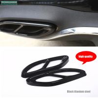 Black Stainless Steel Dual Exhaust End Tip Trim fit For Mercedes Benz C Class W205 C200 C220d C250 C250d 2015 2016 2017