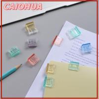 CAIOHUA 20PCS สำหรับนักเรียน อุปกรณ์การเรียนสำหรับโรงเรียน มัลติฟังก์ชั่นการใช้งาน โปร่งใสโปร่งใส สร้างสรรค์และสร้างสรรค์ สีลูกอมสี คลิปกระดาษจดหมาย คลิปมุมมุม คลิปแบบกด แฟ้มกระดาษสำหรับทดสอบ