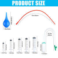 [Veli Shy] ชุดหลอดให้อาหารลูกสุนัขลูกแมว11ชิ้นประกอบด้วยเข็มป้อนลูกแมว5ชิ้นขนาด10มล. 20มล. 30มล. 60มล. 4ชิ้นสีแดง8 FR ท่อให้อาหารยางเครื่องดูดเสมหะและเป่าอากาศ1ชิ้นสำหรับสัตว์เล็ก