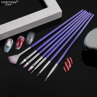7Pcs Purple Nail Art Brush Pen Dotting Painting Drawing Fan Line Builder Design Polish Gel UV Tips Decoration Manicure Tools
