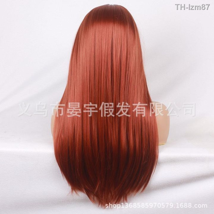 วิกผม-wig-วิกผมที่ขายดีที่สุดสีน้ำตาลแดงยาวตรงผู้หญิงวิกผมลวดอุณหภูมิสูง