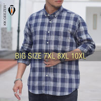 ชายเสื้อลายสก๊อต Oversize Plus ขนาด6XL 7XL 8XL 10XL แฟชั่น Casual หลวมเสื้อสตรีผ้าฝ้ายแขนยาวนุ่มชุดคุณภาพสูง