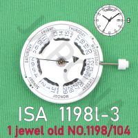 hot【DT】 1198 movement isa 1198l-3  swiss quartz 3 hands with date/day old no.1198 104 1jewel