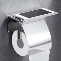 ✿◕ Toilet Paper Holders Space Aluminum Wall Mounted Rolling Tissue Hanger For Phone Tray Storage Rack WC Shelf Bathroom Accessories