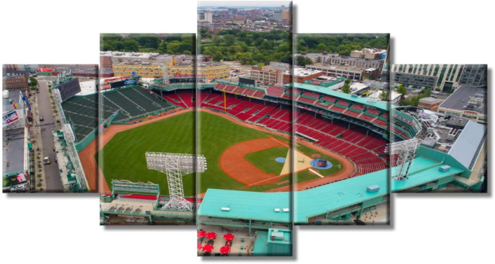 zhangyanhui2สนามเบสบอลแมสซาชูเซตส์-cityscape-บอสตันสนามเบสบอลน้ำมันภาพกีฬาภาพวาดผ้าใบผนังโปสเตอร์ศิลปะ5ชิ้น
