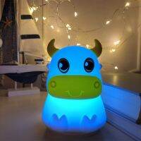 ❒❖❧ Cow LED Night Light Touch Sensor Colorful Silicone Bull Lamp Battery Powered Bedroom Bedside Lamp for Children Kids Baby Gift