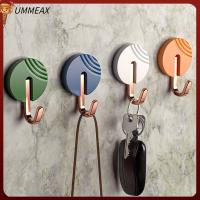 UMMEAX 4ชิ้น/เซ็ตในห้องครัว/ห้องน้ำชั้นผ้าเช็ดตัวติดกาวในตัวตะขอแขวนอาบน้ำแบบเจาะรูตะขอเสื้อโค้ทคลุมตะขอแขวนผนังที่วางของ