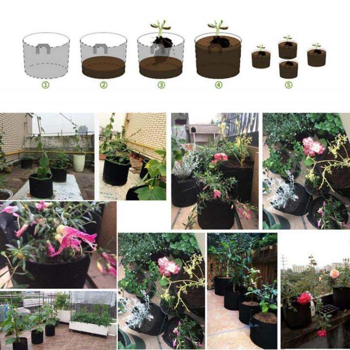 แพ็ค-3-ถุงปลูกต้นไม้แบบผ้า-ขนาด-5แกลลอน-สูง-25ซม-smart-grow-bag-5-gallon-fabric-pot