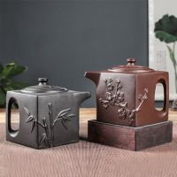 Yixing Purple Clay Pot Stainless Steel Filter Teapot Large-capacity Square Pot Kung Fu Tea Set Pour Spout Kettle with Handle