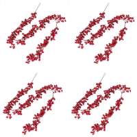 5.9 Ft Christmas Red Berry Garland Artificial Burgundy Red Pip Christmas Garland for Fireplace Decorations Holiday Decor