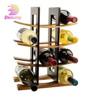 DEOUNY Wooden Bamboo Stand For Wine House Decoration Shelving Countertop Bar Kitchen Dining Storage Wine Bottle Holder Wine Rack