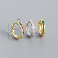 CANNER Colored Green White Zircon Circle Earrings For Women 925 Sterling Silver Piercing Earrings Hoop Pendiente Wedding Jewelry