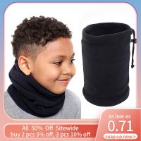 ✽  Soft Velvet Children Short Scarves Drawstring Thicken Fleece Kids Loop Collar Scarf Winter Warm Neckchief Solid Color Bib Scarf