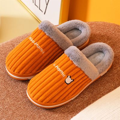 Winter Warm Home Slippers For Men Furry Plush Slippers Women Flip Flops Man Shoes Non Slip Bedroom Couple Soft Indoor Mans Shoe