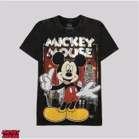 เสื้อยืดพรีเมี่ยมเสื้อยืดผ้าฝ้ายเสื้อยืดมิคกี้เม้าส์ Mickey Mouse T shirts การ์ตูนลิขสิทธิ์แท้ MKH112 สีดำผ้าฟอก Supercomics