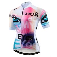 Womens Short Sleeve Cycling Jersey Polyester Elastane Pink Novelty Bike Jersey Top Mountain Bike MTB Road Bike Cycling Breathable Quick Dry Moisture Wicking Sports Clothing Apparel