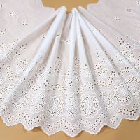 [HOT!] New Delicate Circle Cut-out Cotton Cloth Embroidered Lace Fabric DIY Handmade Lace Trim Accessories 36cm 3Yds/lot