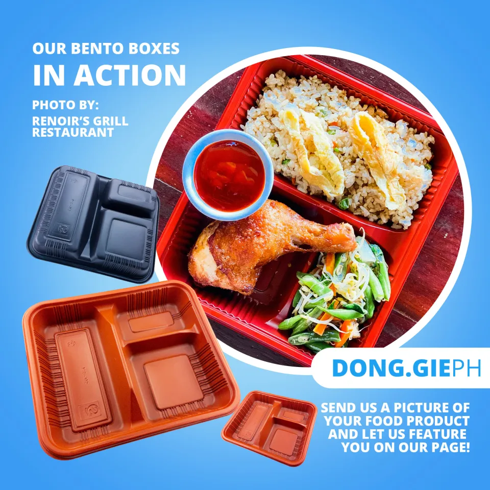 DGPH [25 PCS] 3-Division Disposable Bento Box with Plastic Lid (P9