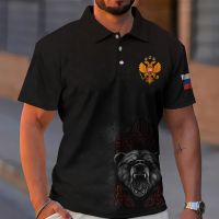 Russian Flag MenS Polo Shirt Casual Short Sleeve Mesh Blouse New Summer Clothing Oversized 5xl T-Shirt Fashion Man Breathable