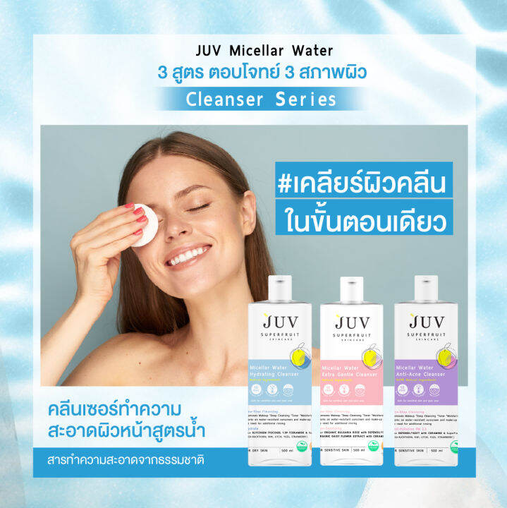 สินค้าขายดี-juv-micellar-water-anti-acne-cleanser-500-ml-ทำความสะอาดผิวหน้า