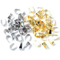 100Pcs สแตนเลสสตีลชุบทองจี้ Pinch Bail Clasps สร้อยคอตะขอคลิป Connector เครื่องประดับ DIY ทำผลการค้นหา