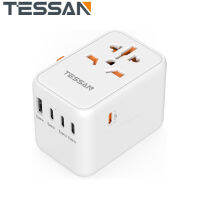 65W PD Fast Charging Universal Adapter with USB C, TESSAN Type C Adaptor Universal Adapter, Worldwide Travel Adapter, All-in-one Outlet Adapter Converter USA to Europe UK EU AUS (Type C/G/A/I)