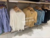 Uniqlo เสื้อพลีทเอวลินินผ้าฝ้ายของผู้หญิง,เสื้อพลีทเอวสำหรับผู้หญิงอเนกประสงค์สไตล์ญี่ปุ่นและเกาหลีใต้เสื้อแบบหลวมเข้ากับทุกชุดได้