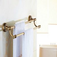 ♣♛♕ Antique Brass Bathroom Accessory Wall Mounted Double Towel Bar Towel Rail Rack Holder Bathroom Fitting aba483