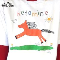 KETAMINE เสื้อยืดวินเทจ,เสื้อยืดโอเวอร์ไซส์เสื้อยืดกราฟิก Y2k ม้าเสื้อกันหนาวแฟชั่นฮาราจูกุ