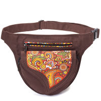 Annmouler Waist Bag for Women Canvas Fabric Fanny Pack Flower Patchwork Belt Bag Adjustable Phone Pouch Bag Large Hip Bum Bags