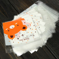 [Leomcio] รูปหมี100ชิ้นกระดาษแก้วถุงแพคเกจของขวัญขนมคุกกี้มีกาวในตัวสำหรับวันเกิดงานแต่งงาน