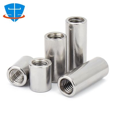 【CC】 10pcs M4 M5 304 Lengthen Round Coupling Thread Cylindrical Joint Sleeve Tubular Nuts
