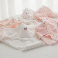 【CC】 2022Pink Teenage Panties Strawberry Underpants 3pcs Bow Briefs Cotton Kids