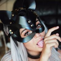 Women Sexy Leather Mask Half face Fancy Masks sex toys Halloween cat mask Punk party game Cosplay masks erotic Accessories