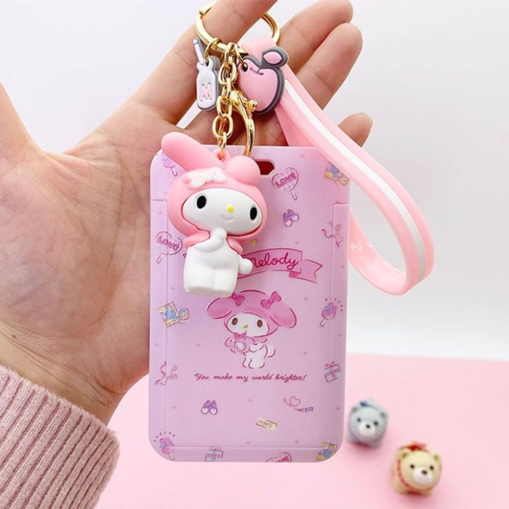 kawaii-sanrio-cinnamoroll-my-melody-anime-keychain-pendant-purin-dog-cat-cute-card-holder-plastic-lanyard-card-holders-for-girl