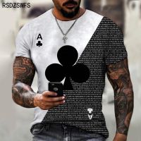 Funny Playing Card Plum A 3D Printed Mens T-Shirt Street Trend Retro Style O-Neck Short Sleeve Men Clothing Oversized T-Shirts